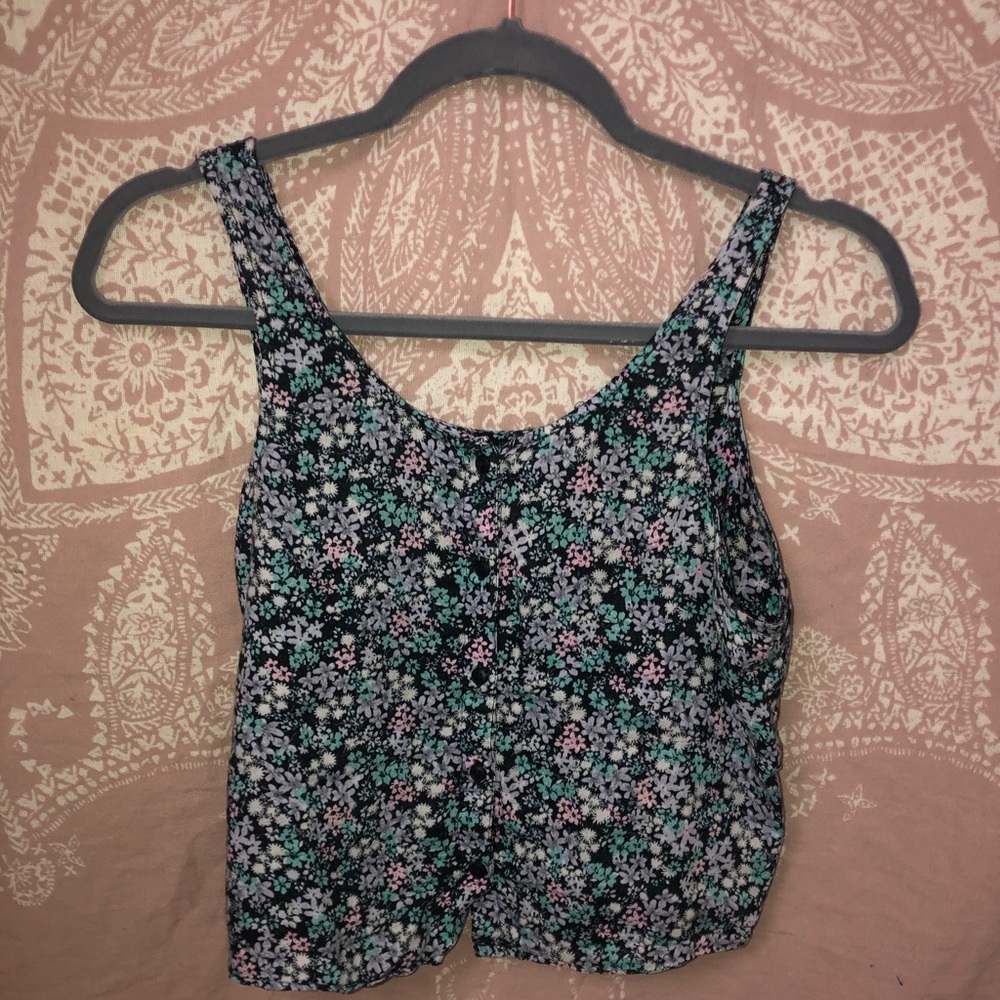 SO-Multicolor flower crop tank top
